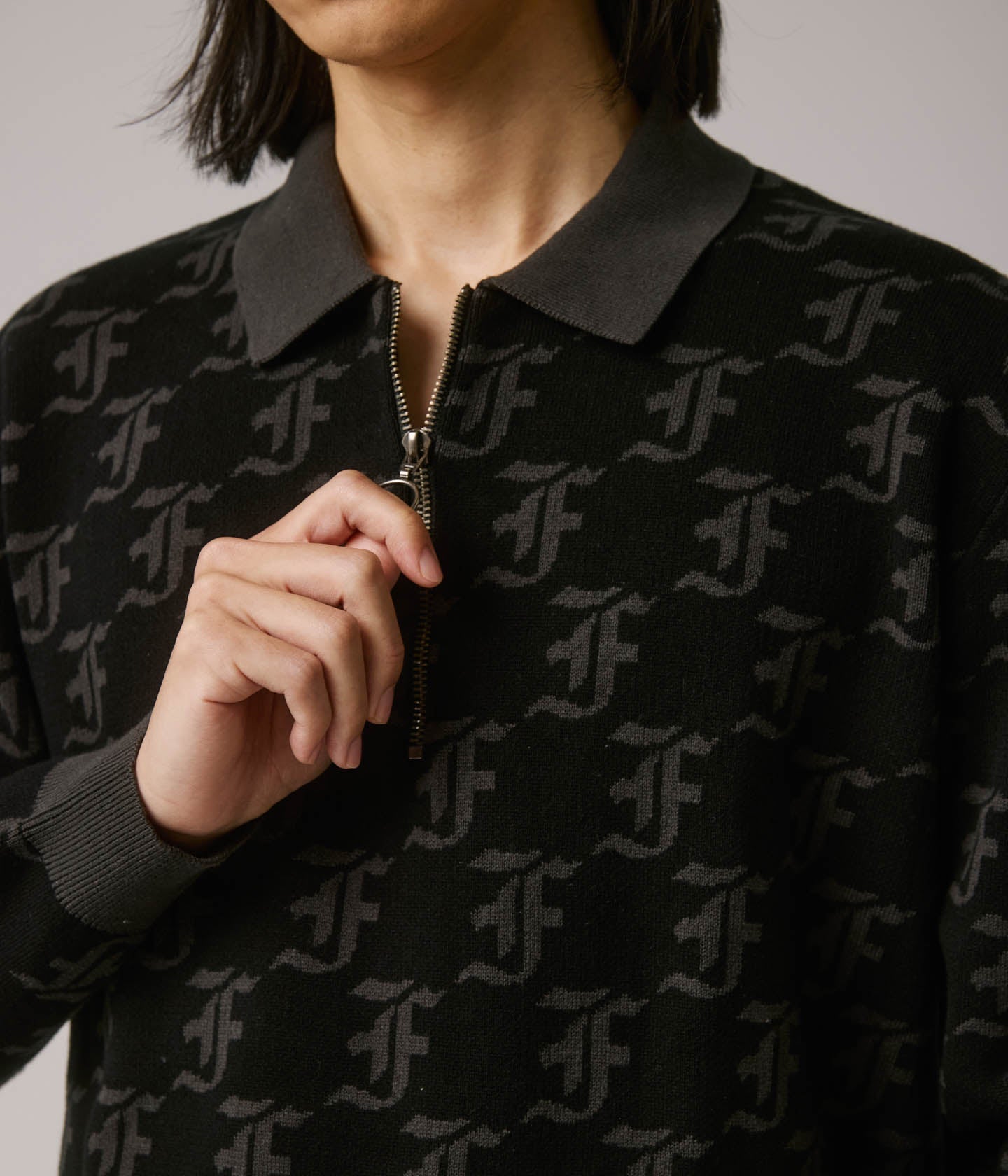 SYNOPTIC LS POLO KNIT // BLACK