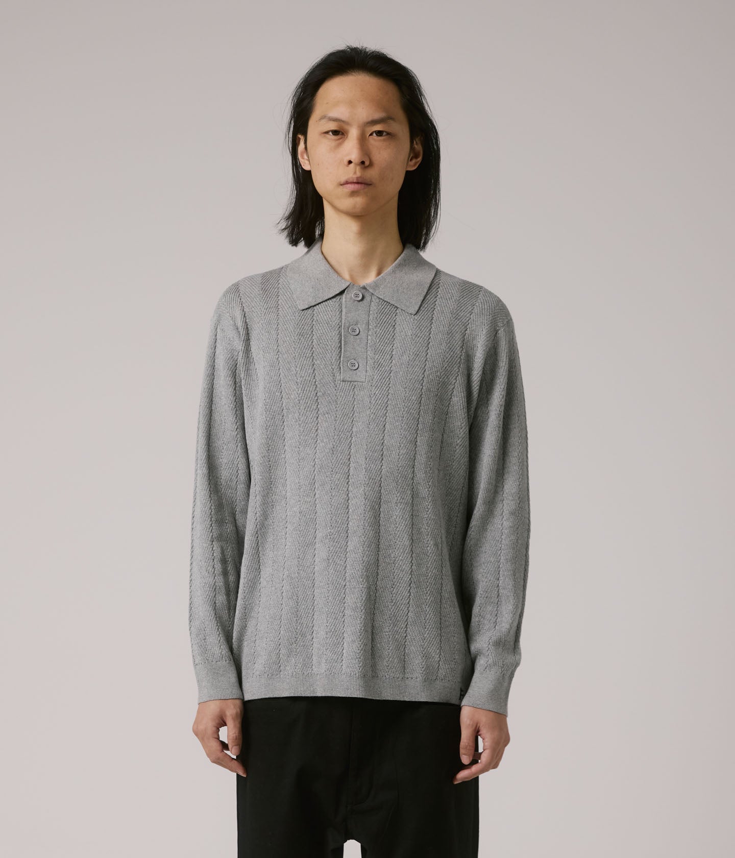 AG POLO LS KNIT // GREY