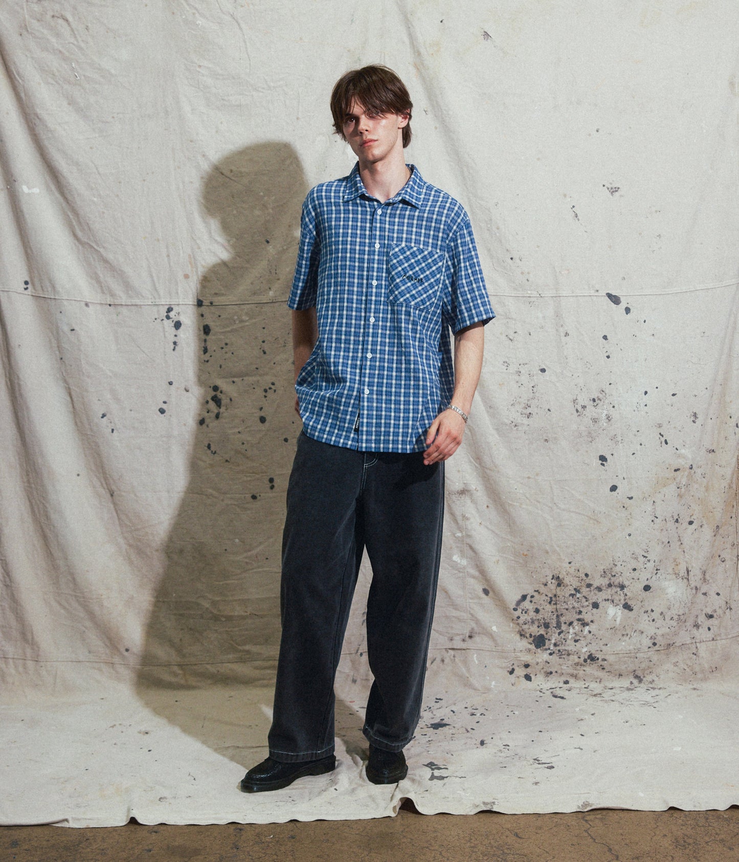 MANNERS CHECK SS SHIRT // VINTAGE NAVY