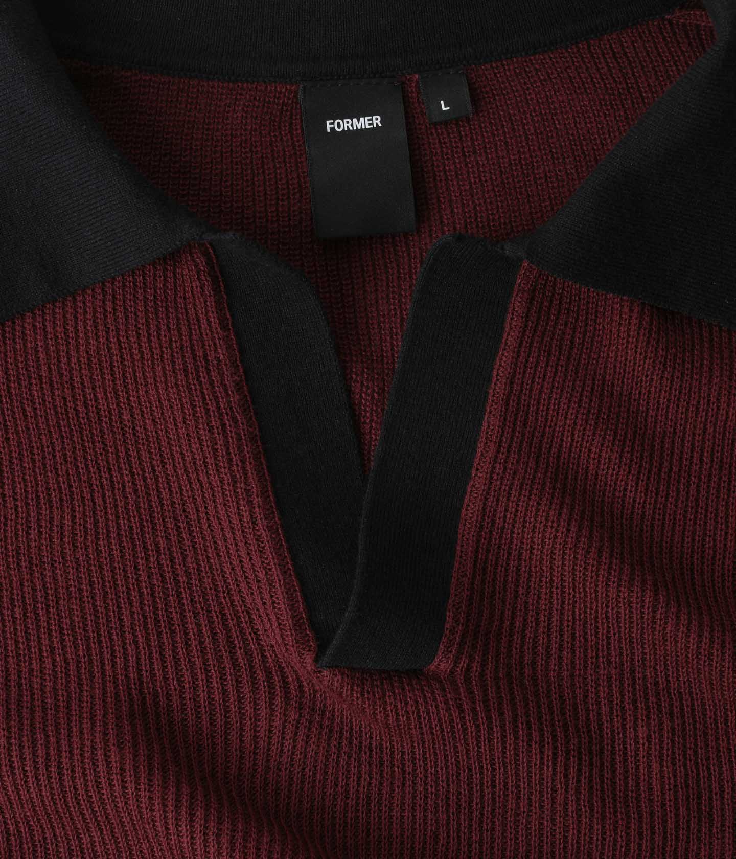 PERCEPTION OPEN COLLAR POLO // BLACK + RED