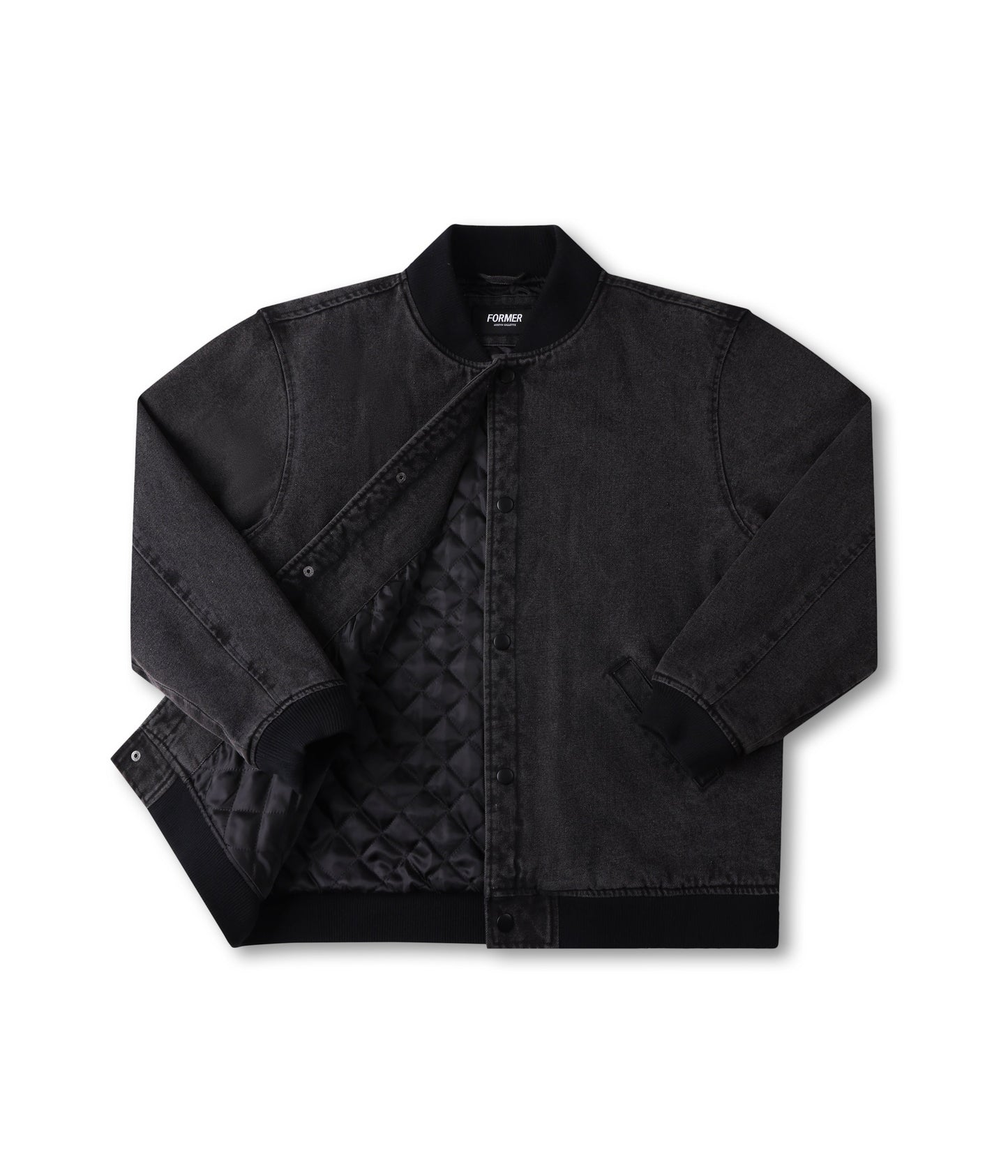 AG VARSITY JACKET // BLACK DENIM