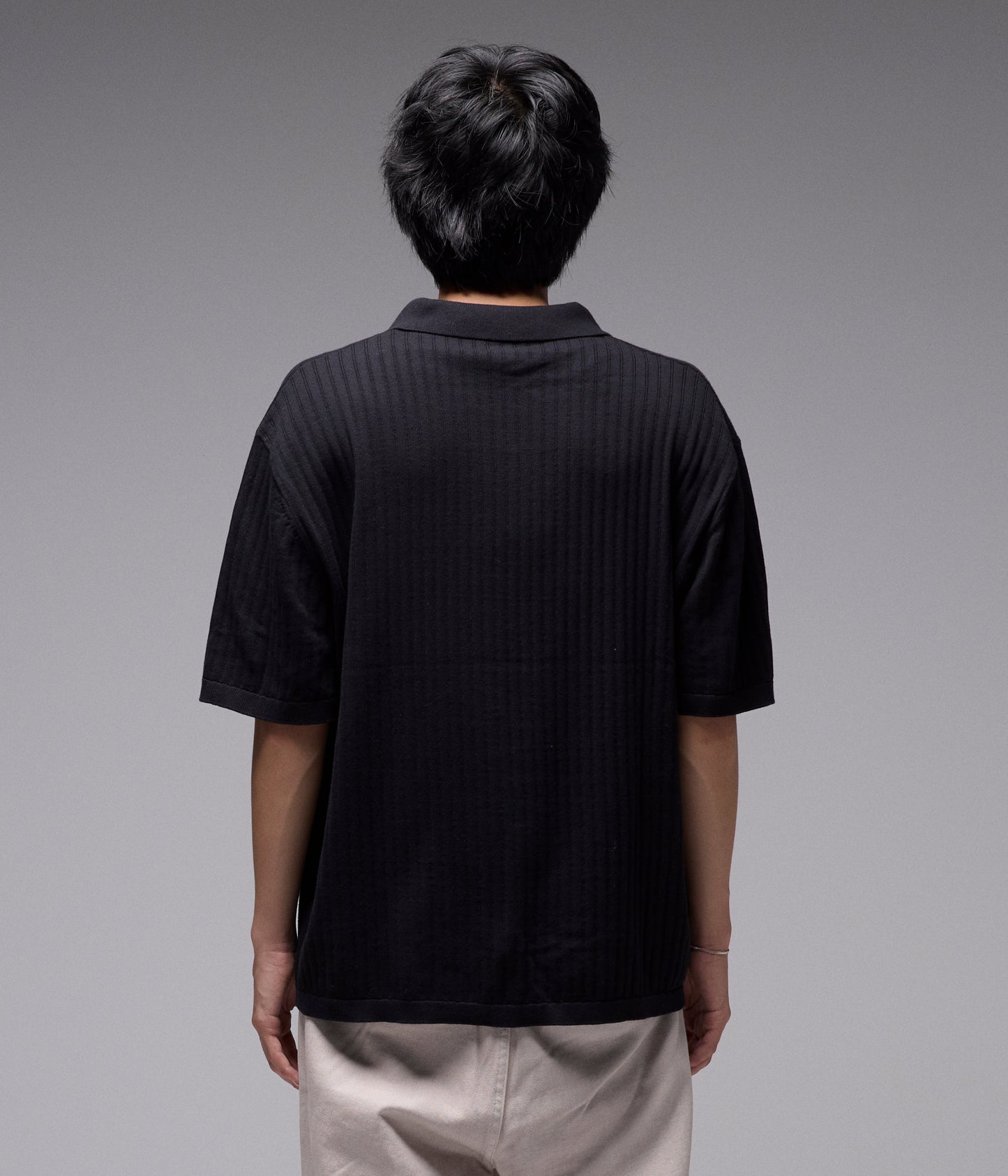 FRANCHISE OPEN COLLAR POLO // BLACK