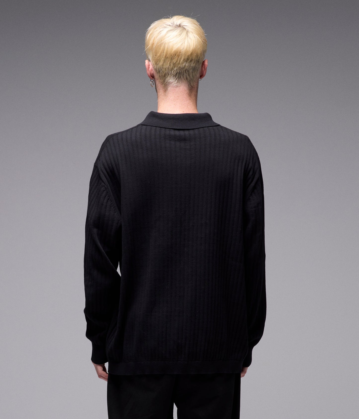 FRANCHISE LS KNIT POLO // BLACK