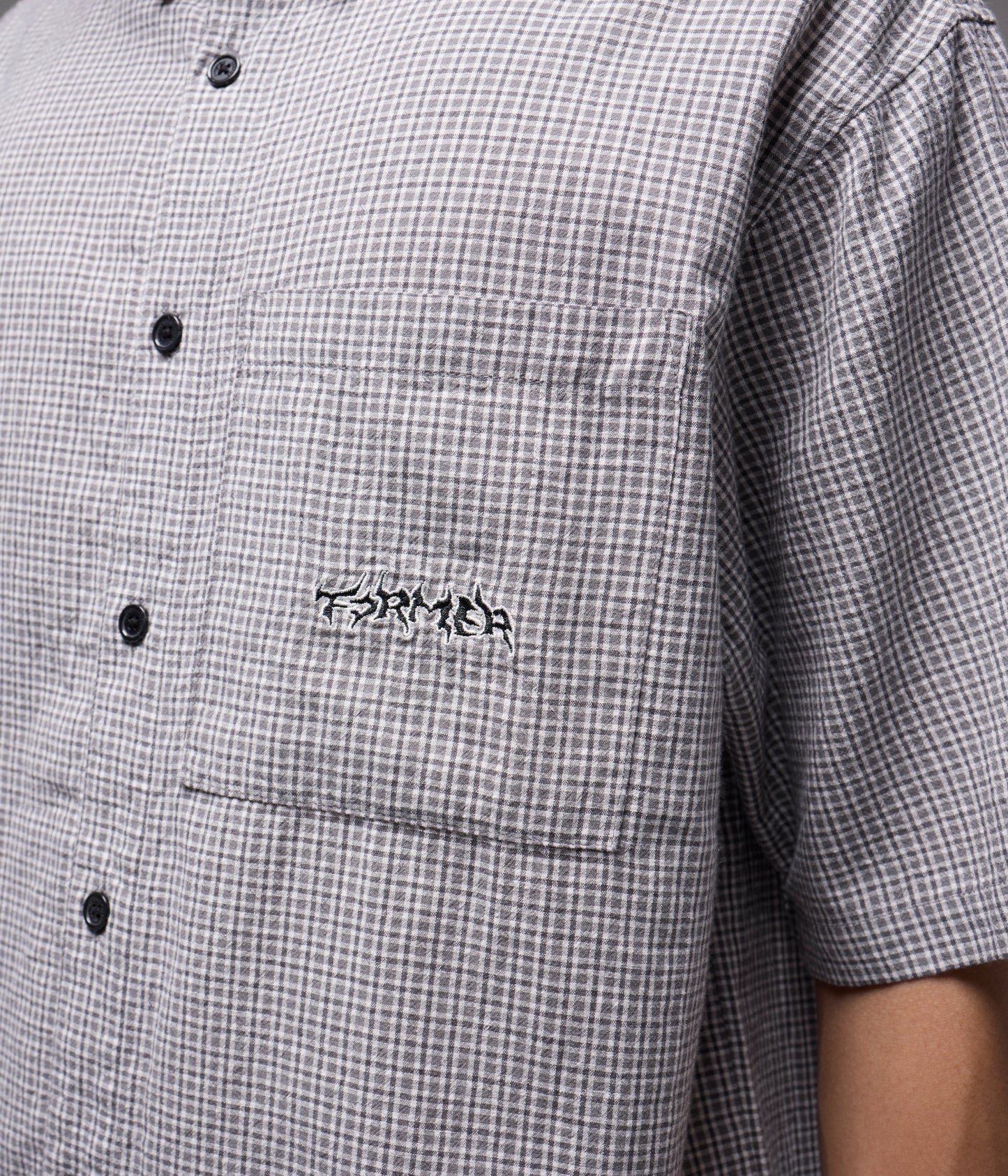 VIVIAN CHECK SS SHIRT // BLACK