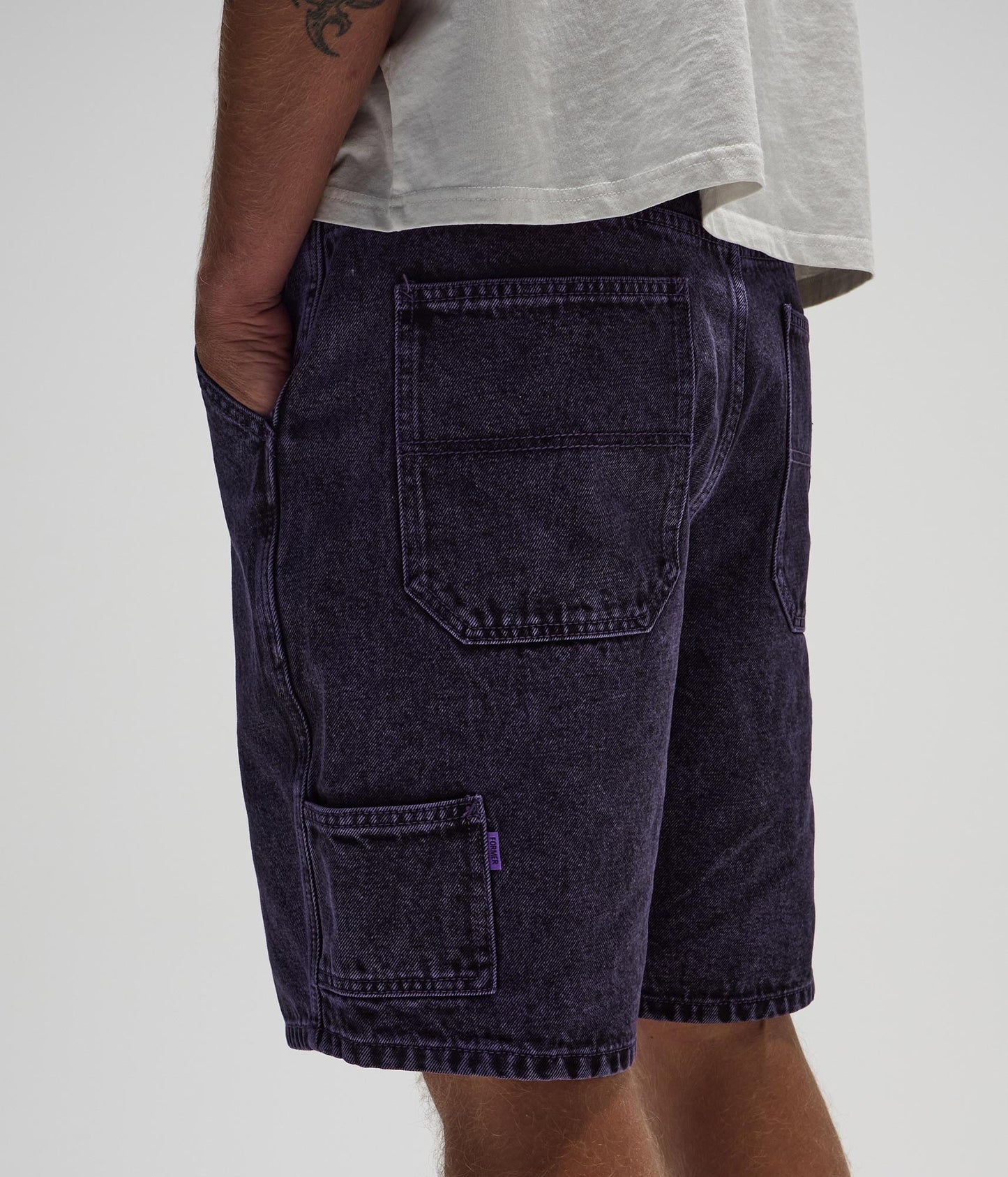 FORMER Distend Denim Walkshort in Washed Purple - FORMER x RAGE Collection