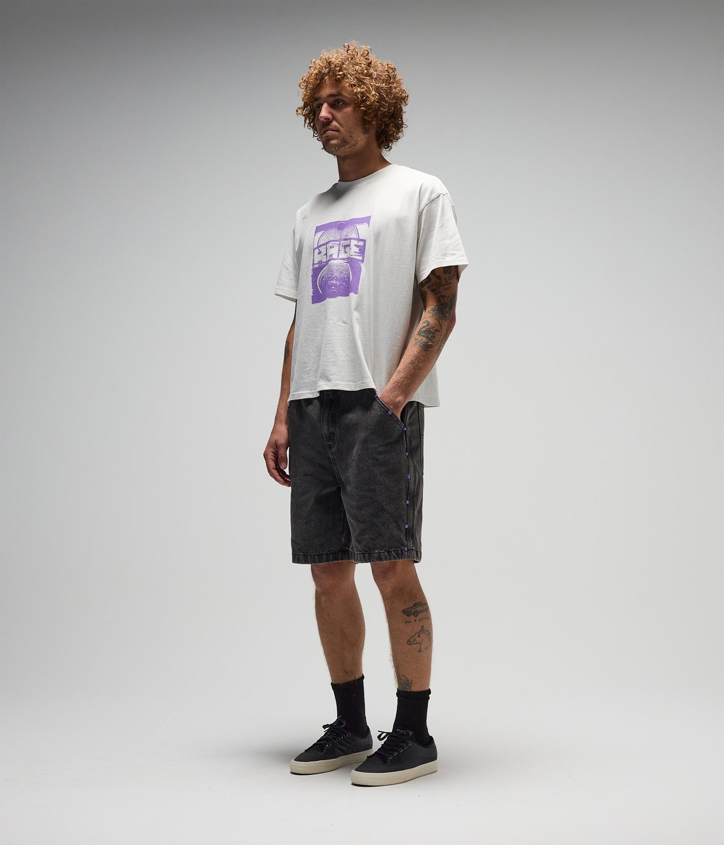 FORMER Studded Denim 21" Walkshort in Washed Black - FORMER x RAGE Collection
