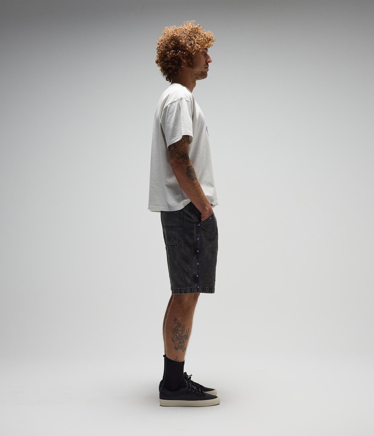 FORMER Studded Denim 21" Walkshort in Washed Black - FORMER x RAGE Collection