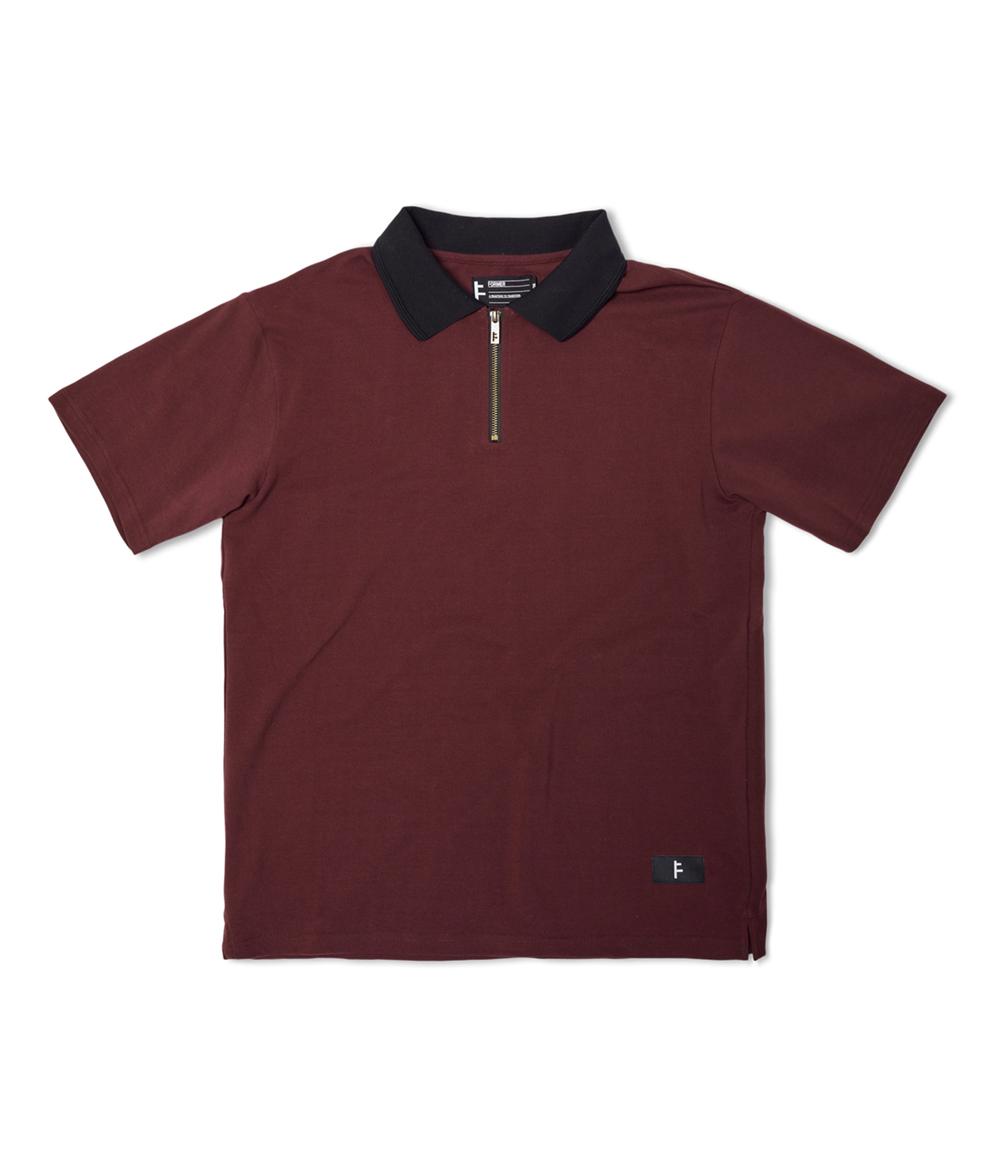 maroon and black polo shirt