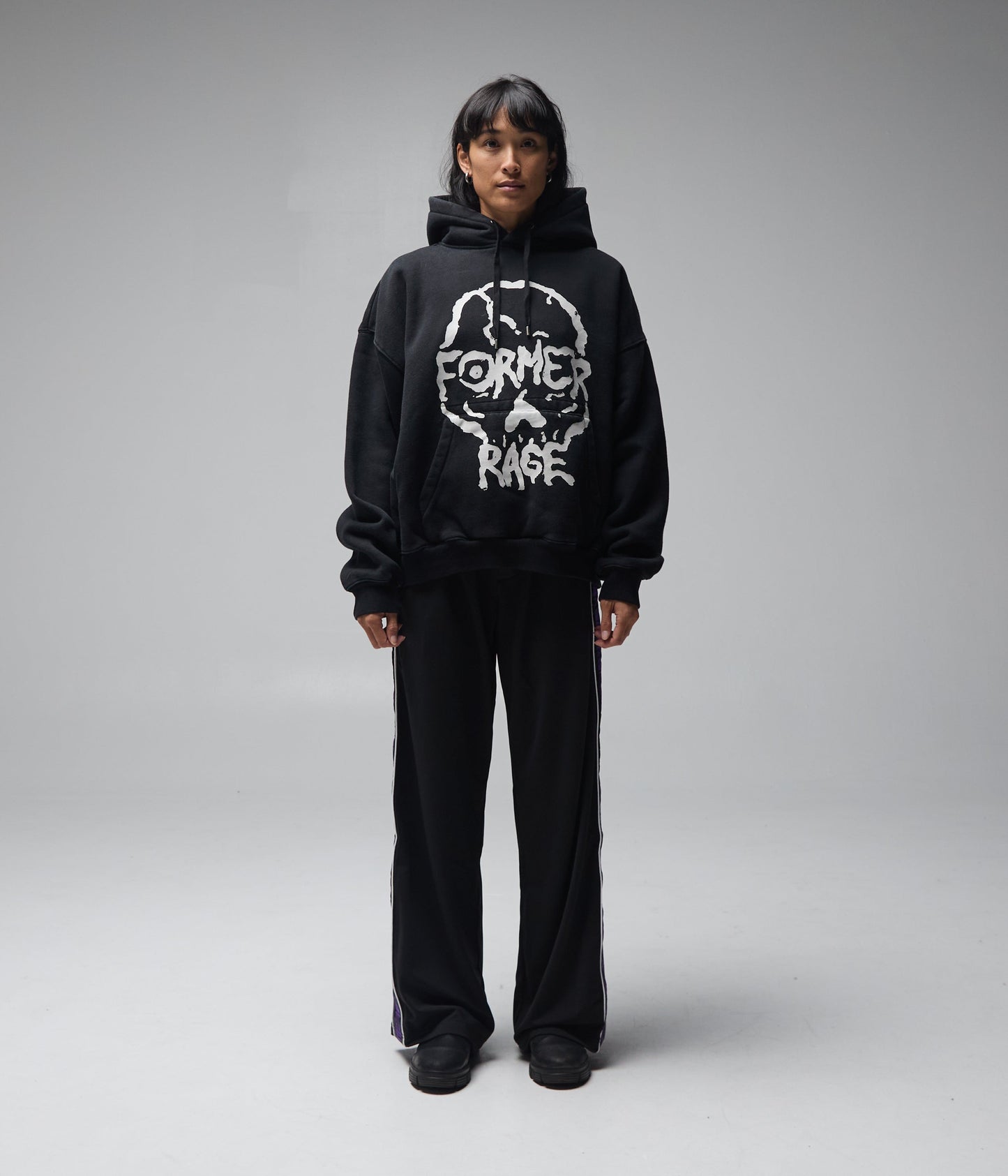 FORMER Skullz Boxy Heavy Hood in Merch Black - FORMER x RAGE Collection