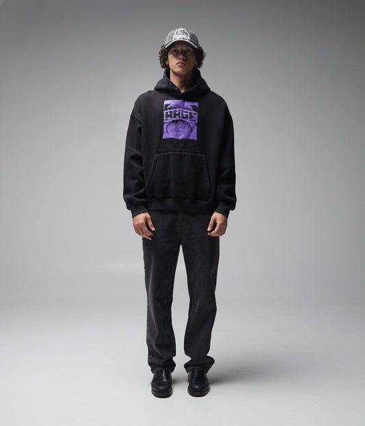 FORMER Corp Boxy Hood in Merch Black - FORMER x RAGE Collection