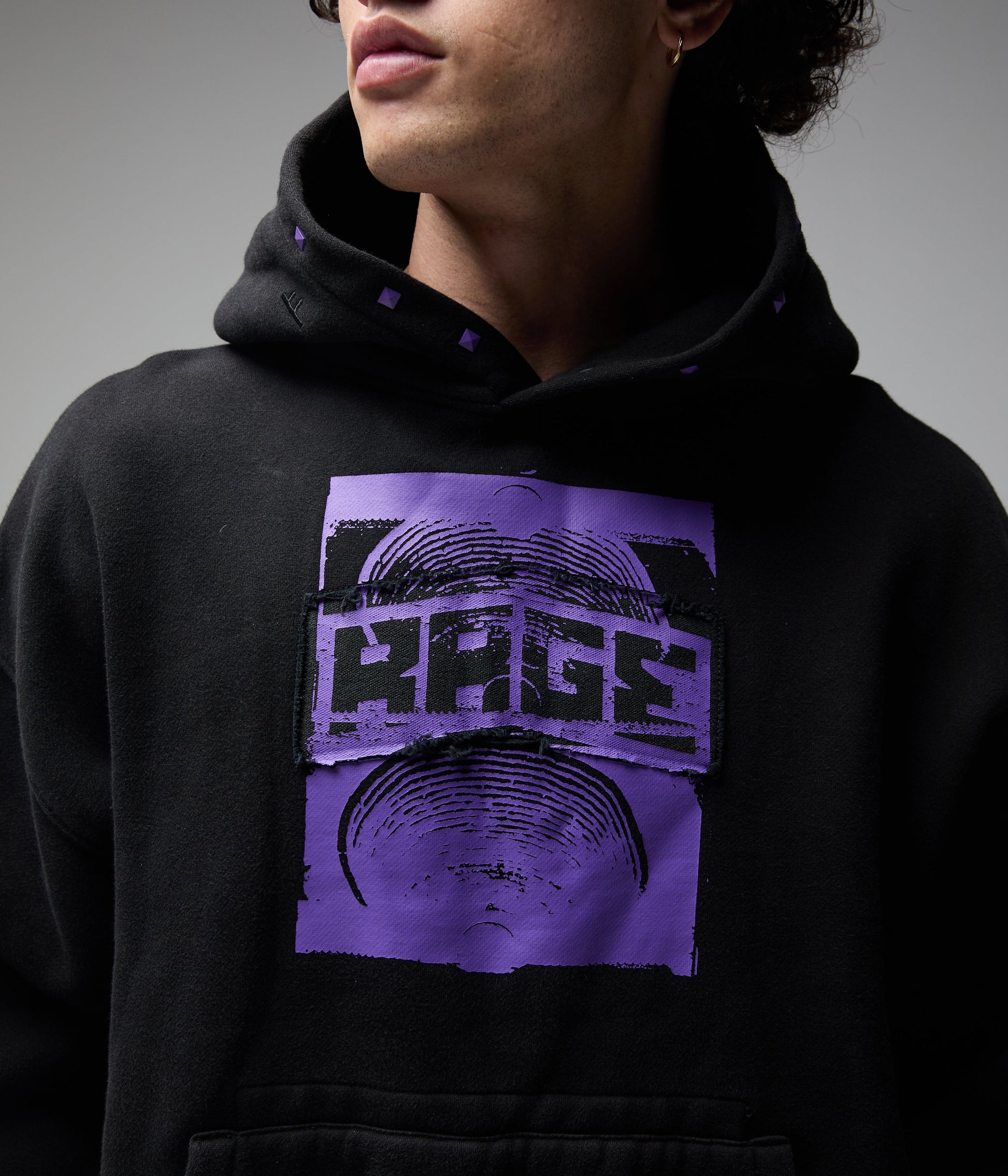 FORMER Corp Boxy Hood in Merch Black - FORMER x RAGE Collection
