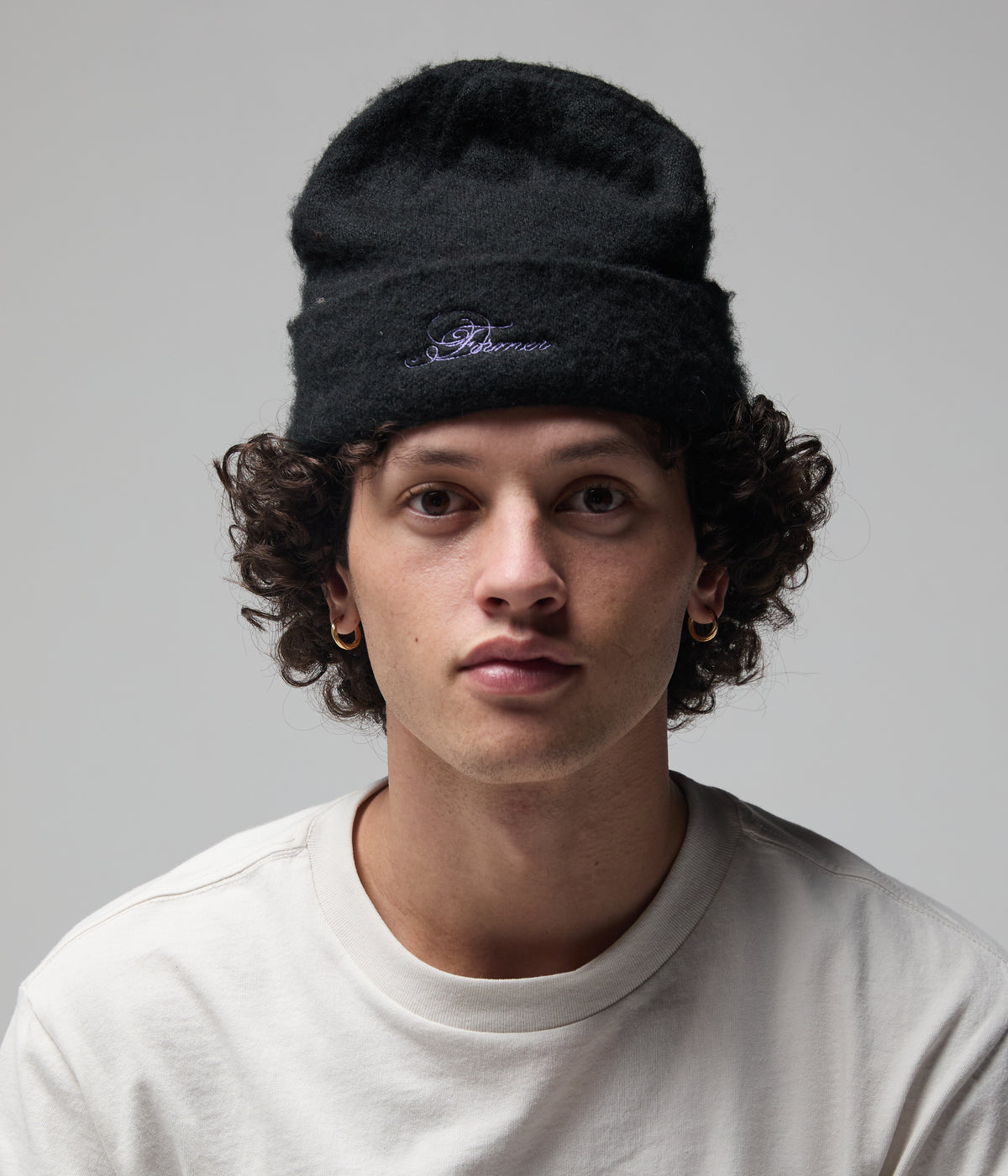 ILLUSION MOHAIR BEANIE // BLACK