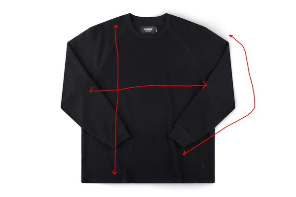 Measurement diagram for AG RAGLAN WAFFLE // BLACK