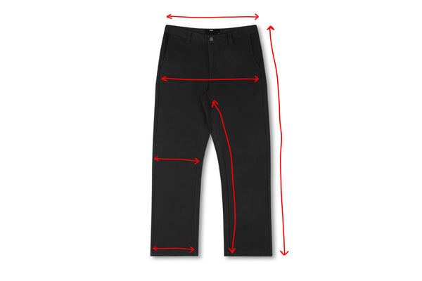 Measurement diagram for CRUX DENIM PANT // WASHED BLACK