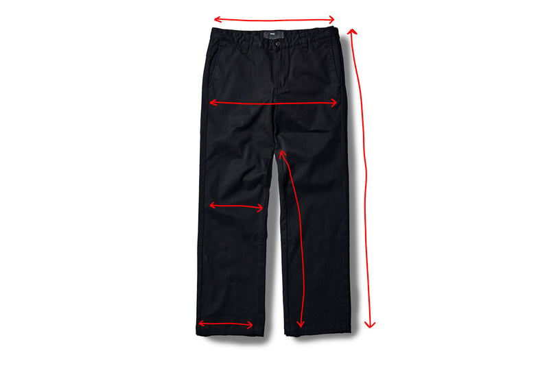 Measurement diagram for CRUX PANT // OLIVE