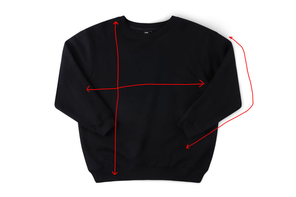 Measurement diagram for PV CREW // BLACK