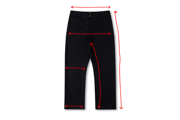 Measurement diagram for LEGACY CHINO PANT // OLIVE
