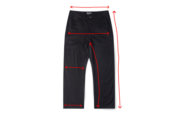 Measurement diagram for REYNOLDS WORK PANT // GUNMETAL