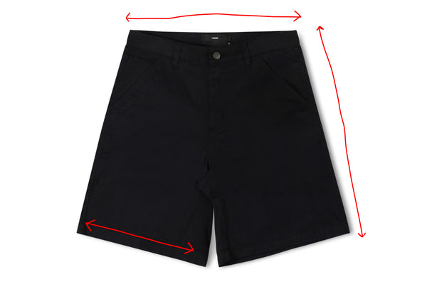 Measurement diagram for REYNOLDS 21 DENIM WALKSHORT // WASHED BLACK