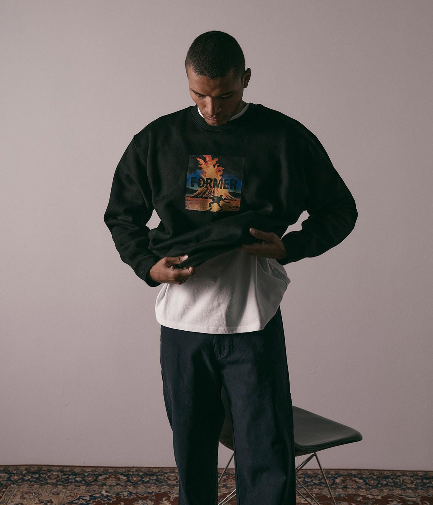 トップス minus BOOTLEG CREW SWEAT DAGED BLACK GRAILZ PROJECT G/R 2024 Sweatshirts Men Marine Blue - POIZON