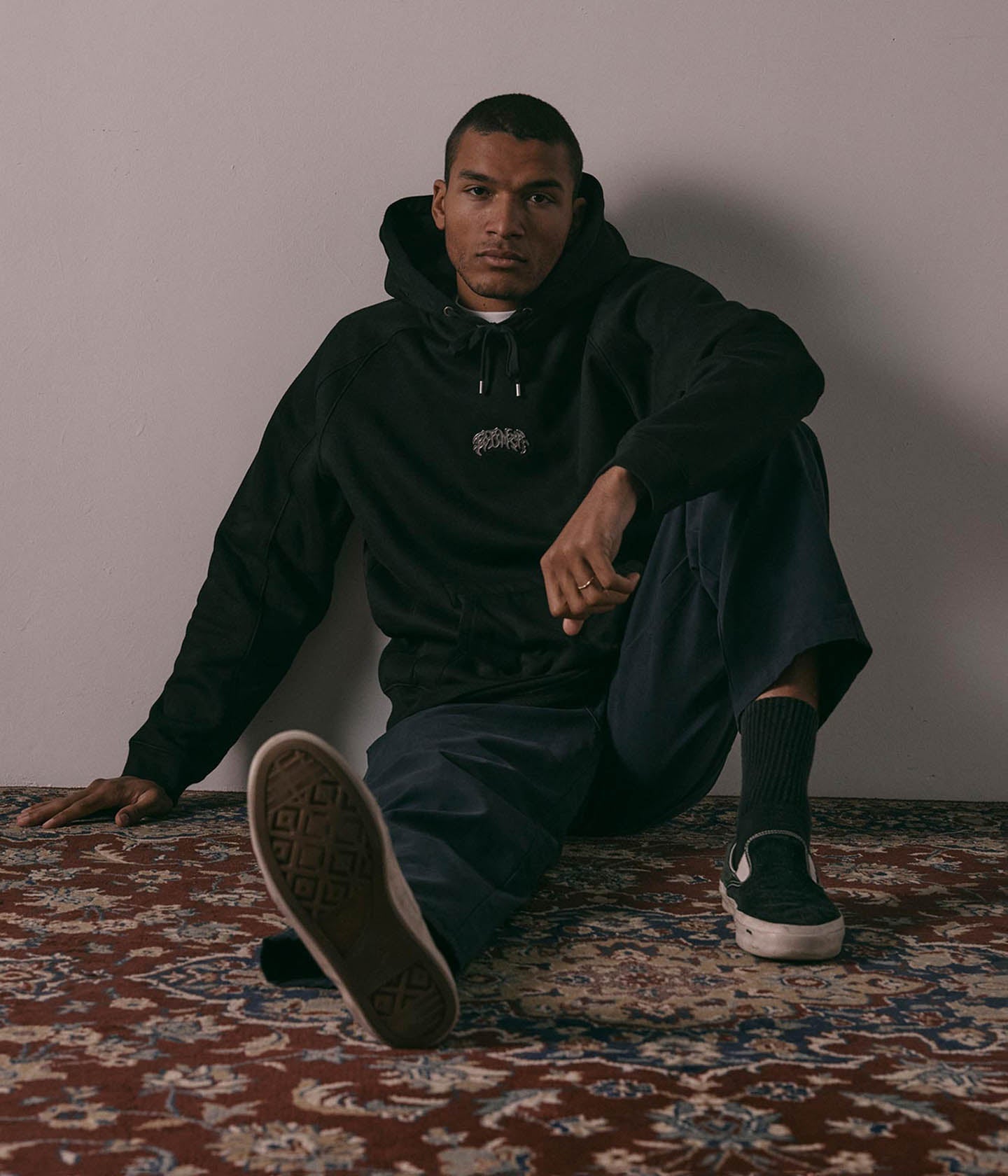 ★HOODHOOD★ Reversible logo knit muffler black HOODHOOD - Reversible Logo Knit Muffler Black – lolamoon.co