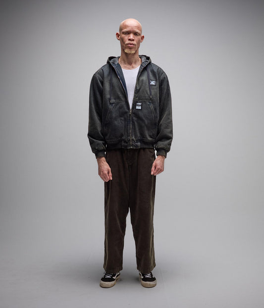 ENIGMA HOODED DENIM JACKET // DARK BLUE