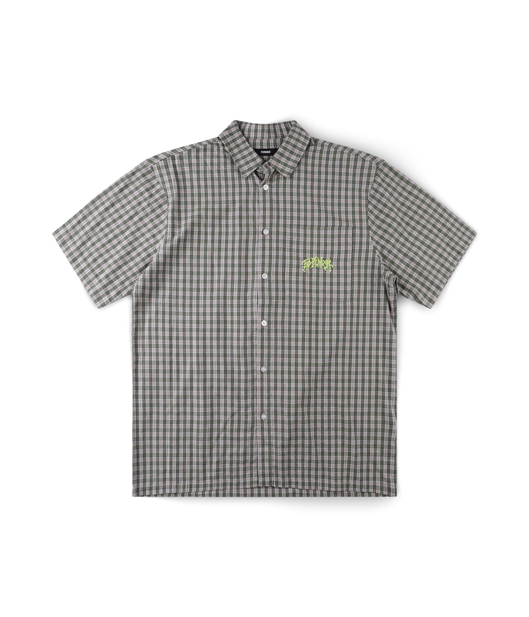 VIVIAN CHECK SS SHIRT // PINE – FORMER MERCHANDISE