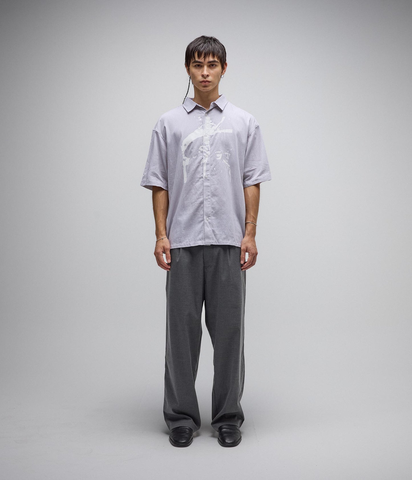 VIVIAN BOXY STRIPE SS SHIRT // GREY