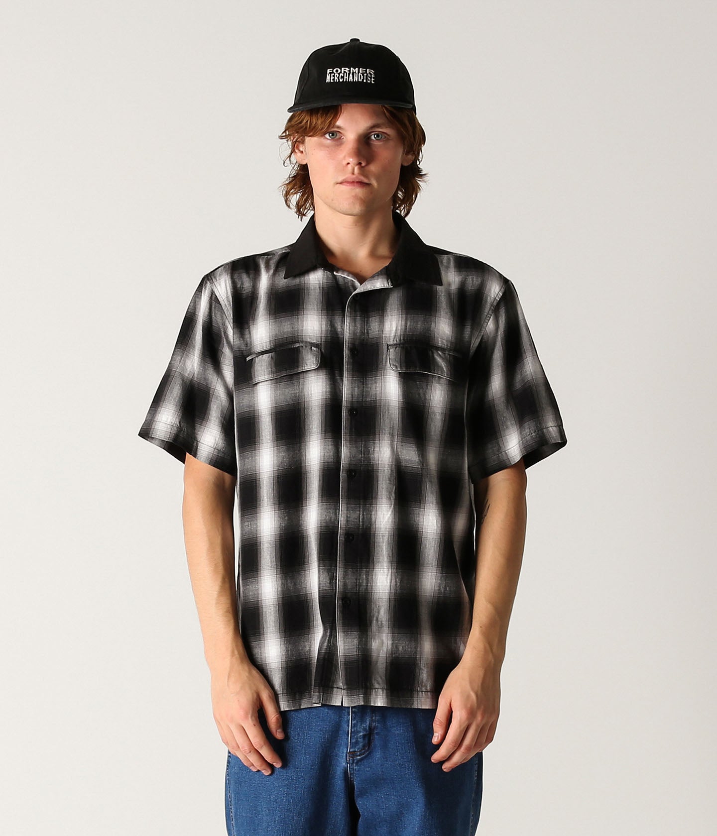 BROADCAST PLAID SS SHIRT // BLACK OMBRE