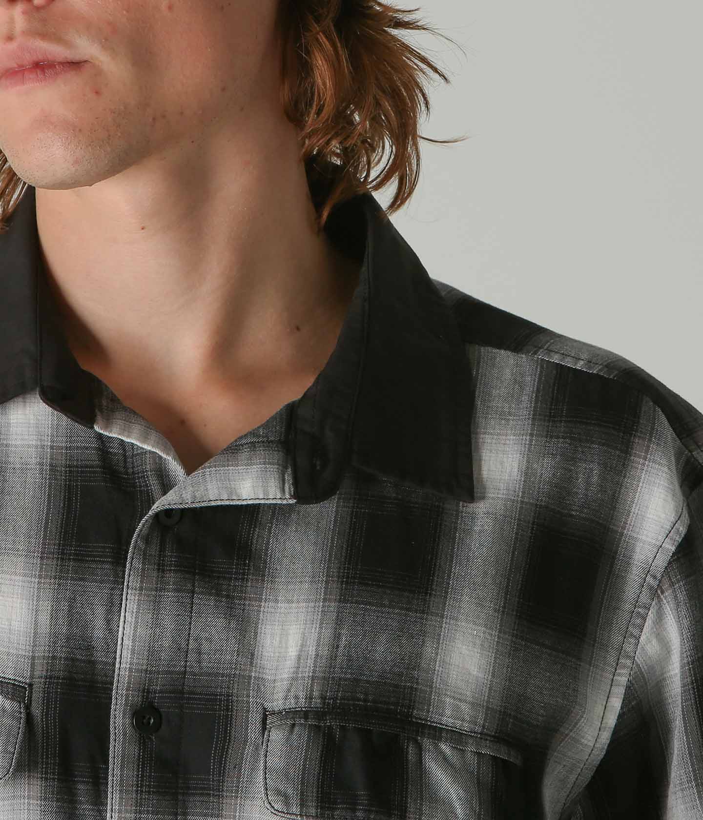 BROADCAST PLAID SS SHIRT // BLACK OMBRE