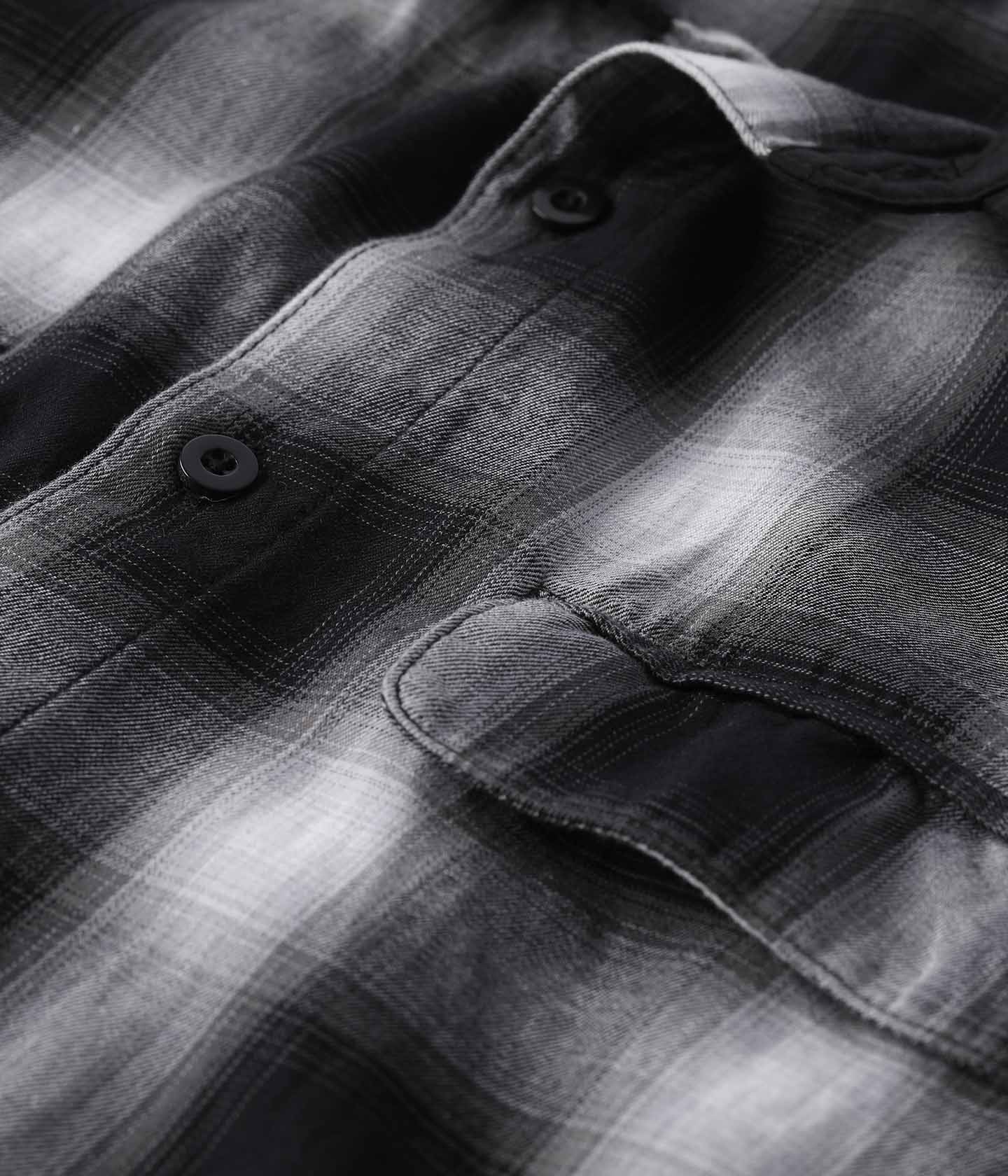 BROADCAST PLAID SS SHIRT // BLACK OMBRE