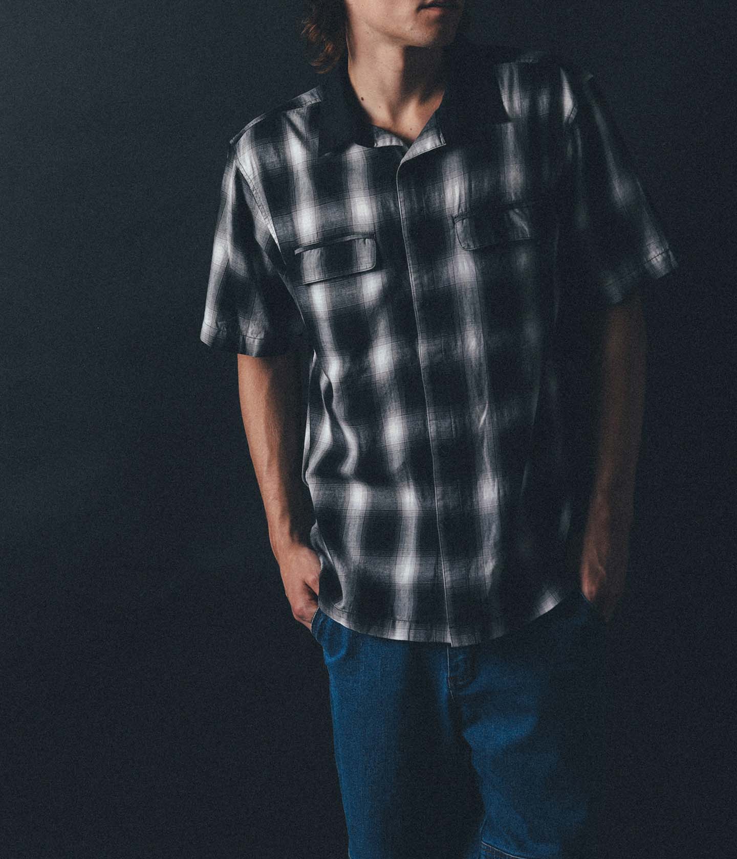 BROADCAST PLAID SS SHIRT // BLACK OMBRE