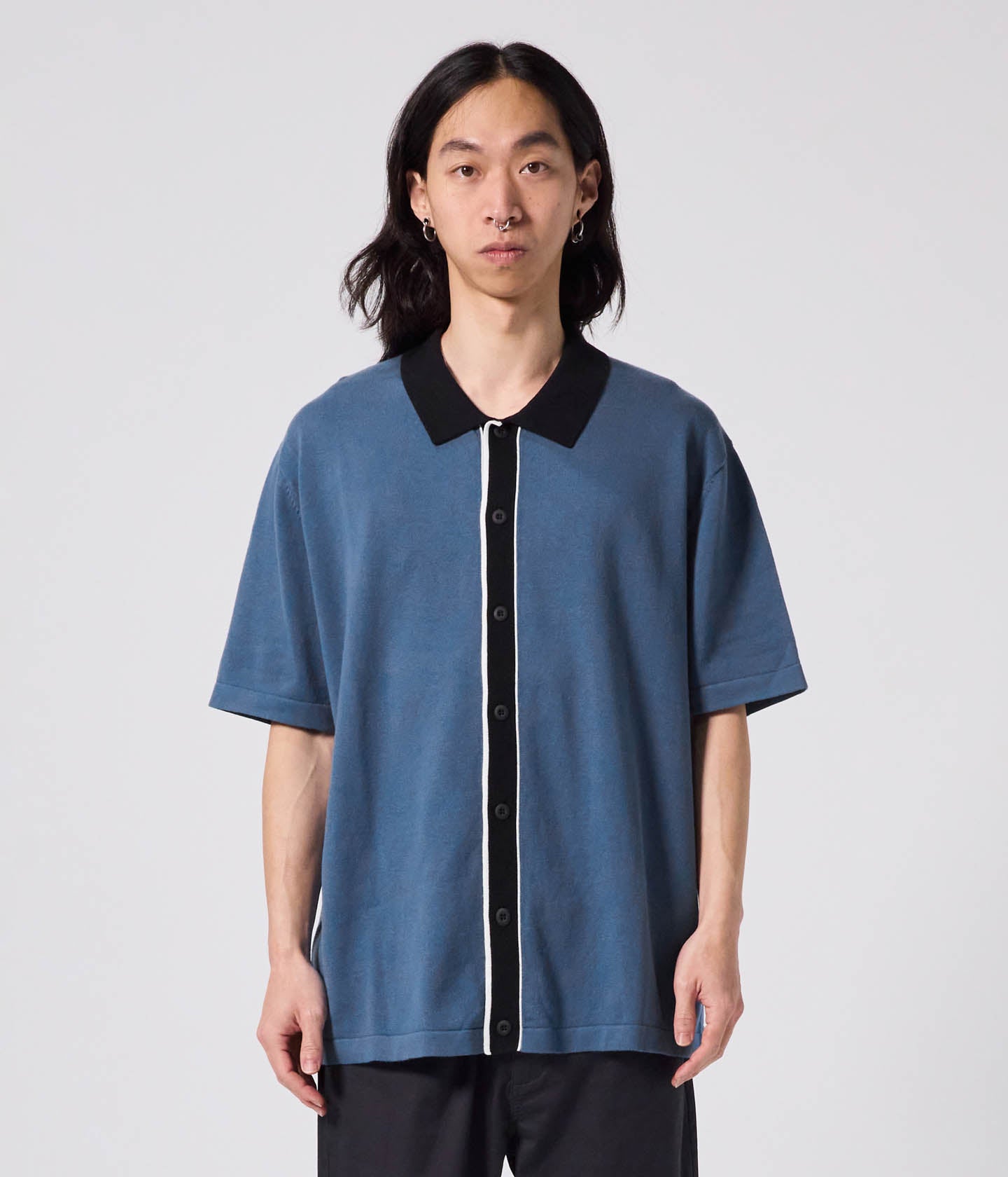 MARILYN SS KNIT SHIRT // STEEL