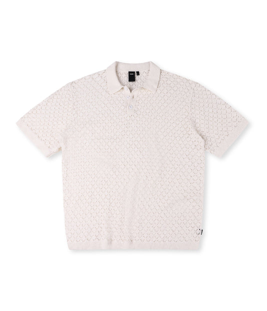 AG CROCHET KNIT POLO // BONE