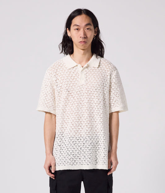 AG CROCHET KNIT POLO // BONE