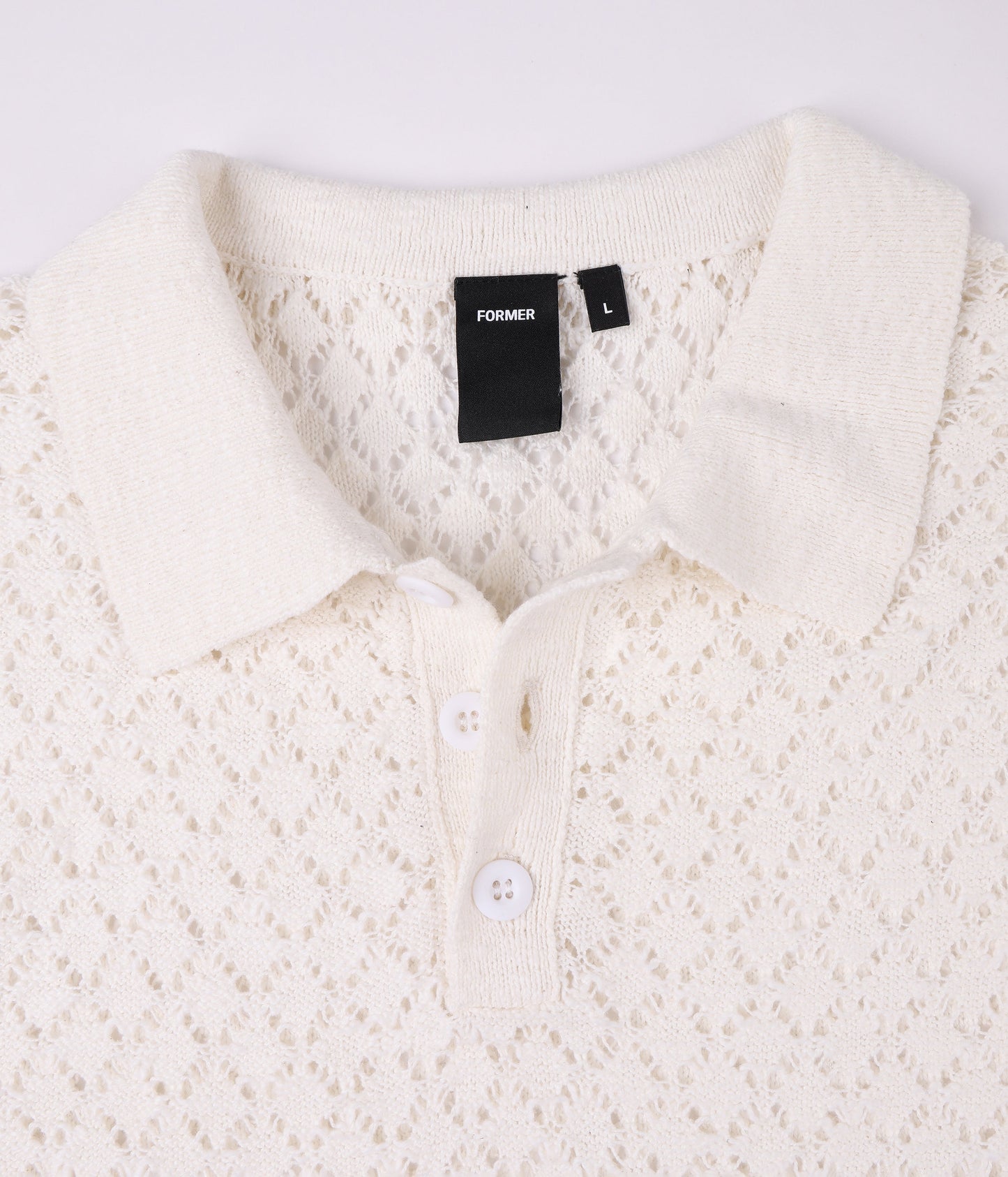 AG CROCHET KNIT POLO // BONE