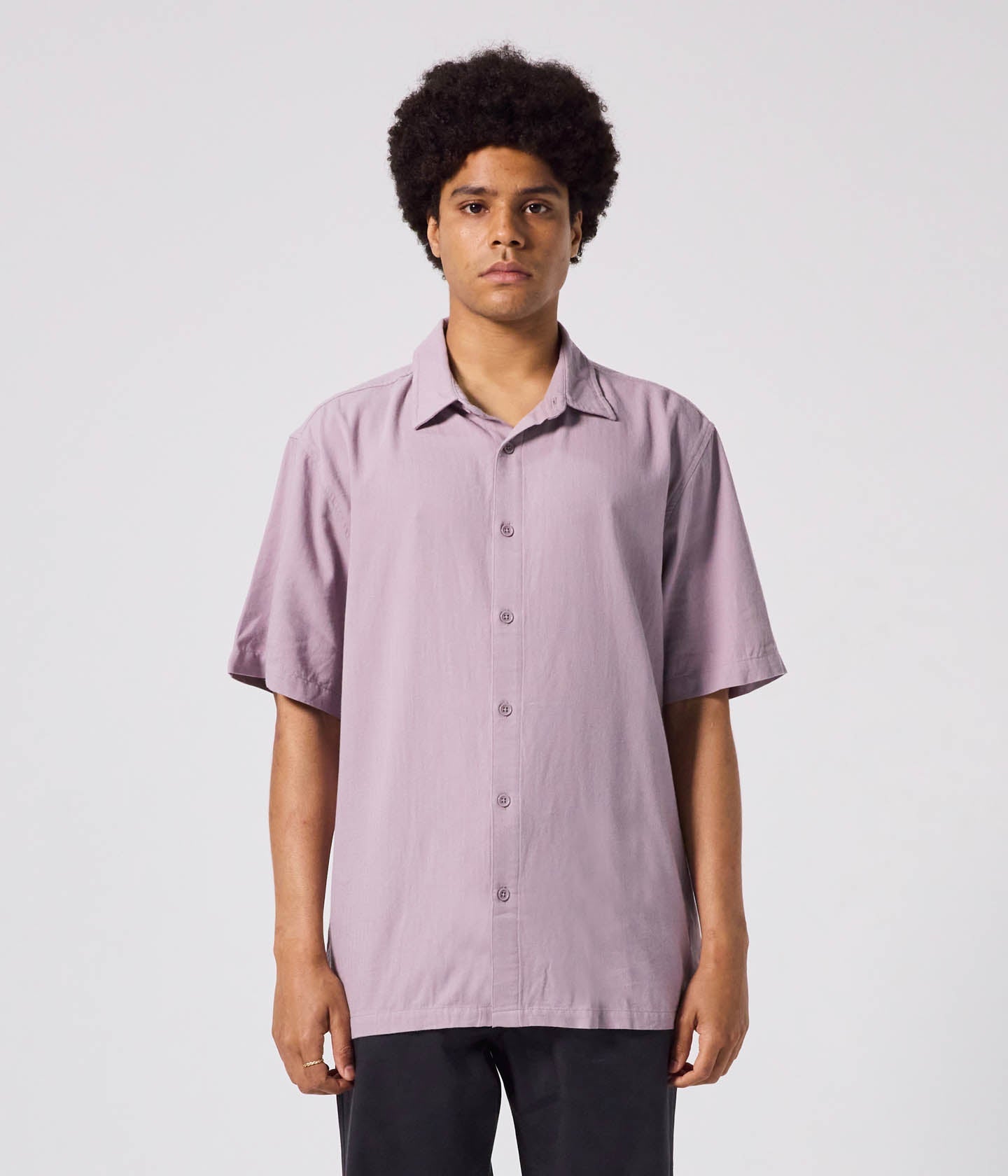VIVIAN HERRINGBONE SS SHIRT  // MAUVE