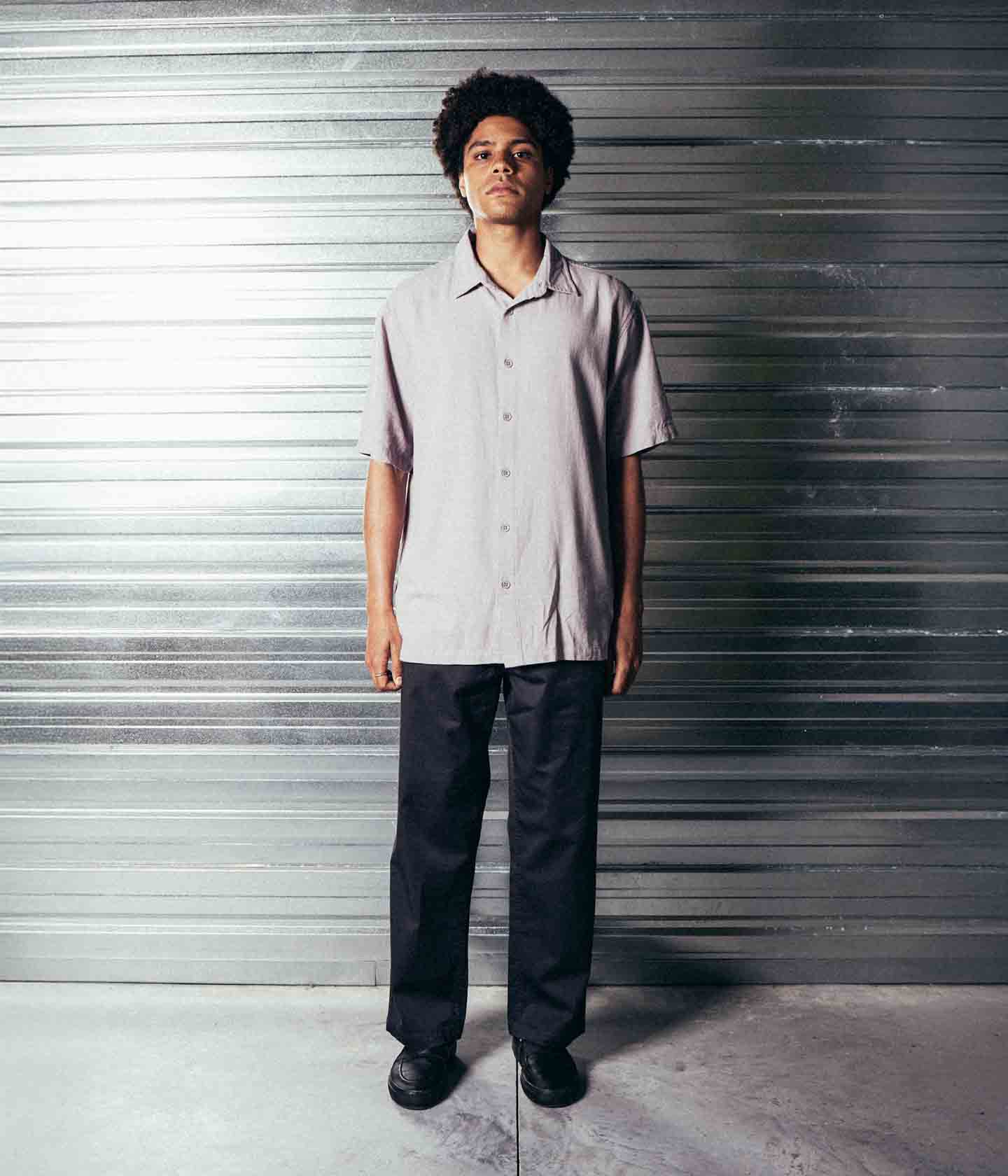 VIVIAN HERRINGBONE SS SHIRT  // MAUVE