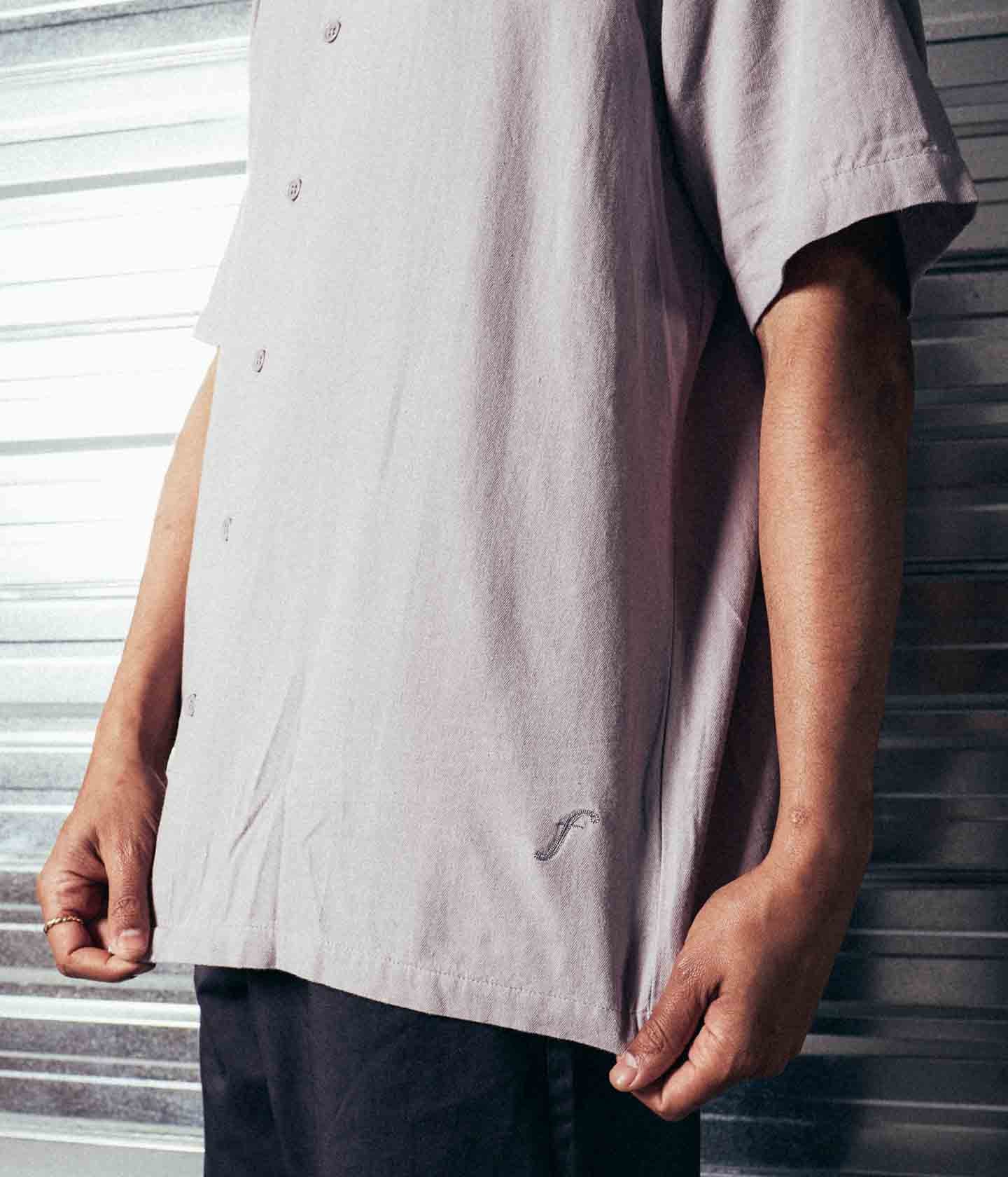VIVIAN HERRINGBONE SS SHIRT  // MAUVE