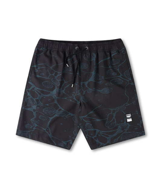 GLOBAL MIND SWANS 18" SWIM TRUNK // BLACK