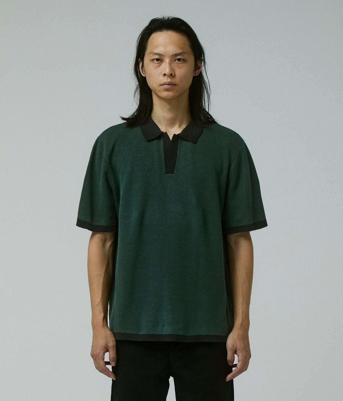 AG OPEN COLLAR POLO // PETROL