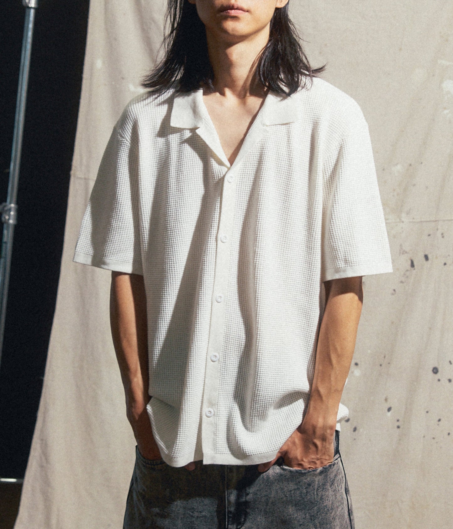 MARILYN WAFFLE SS KNIT // BONE