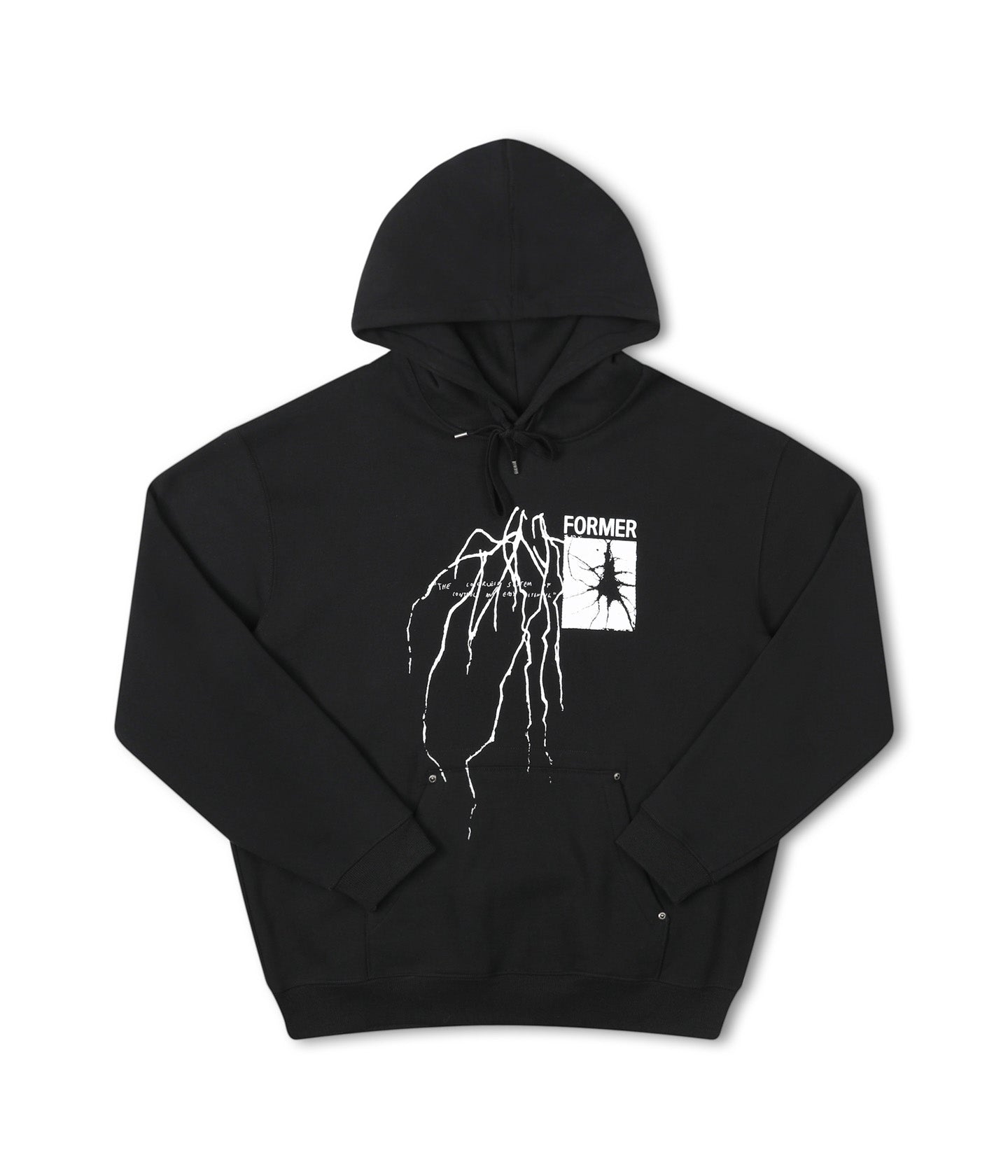 【AGEDD】SIMPLE LOGO HOODIE/BLACK SCRAWL HOOD // BLACK – FORMER MERCHANDISE