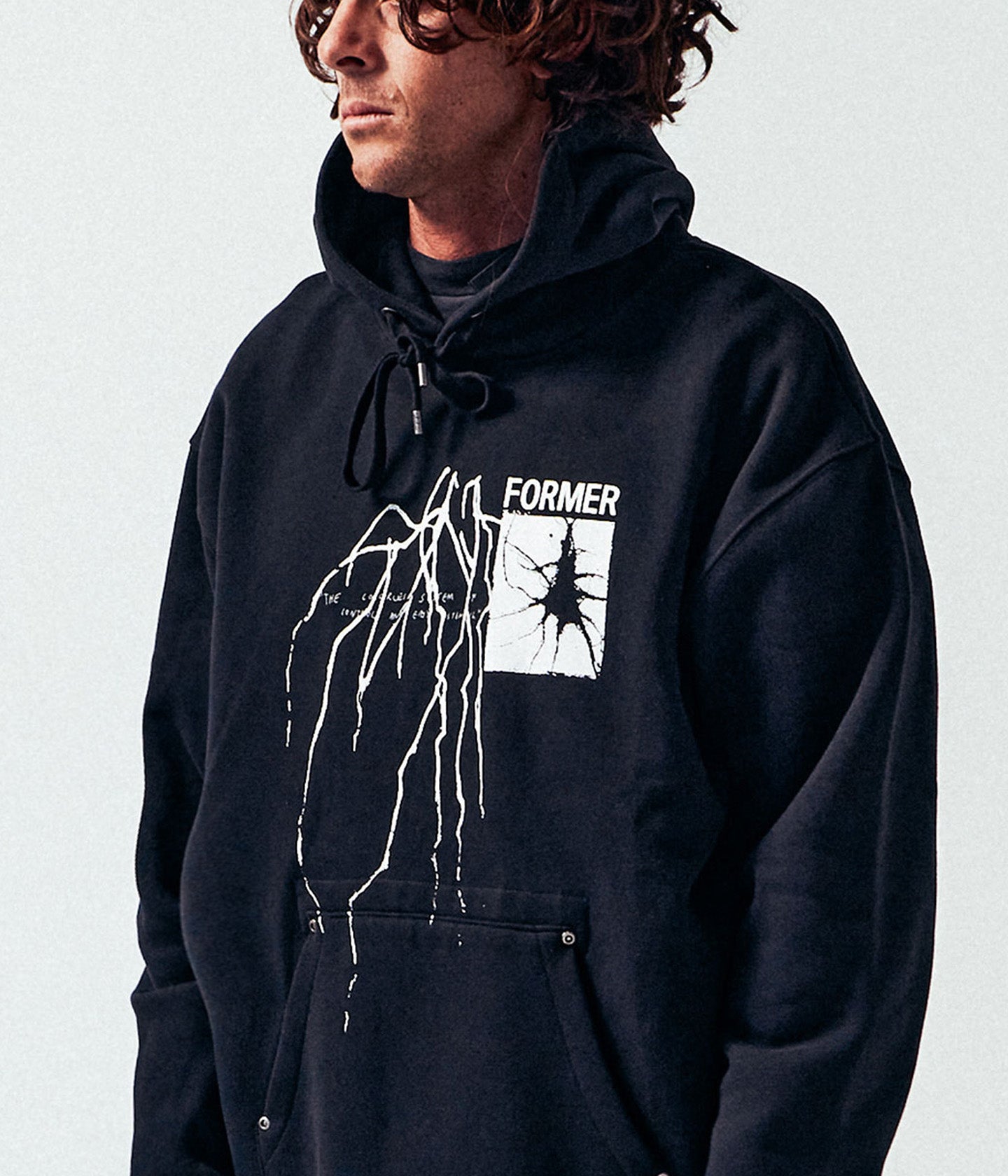 SCRAWL HOOD // BLACK – FORMER MERCHANDISE