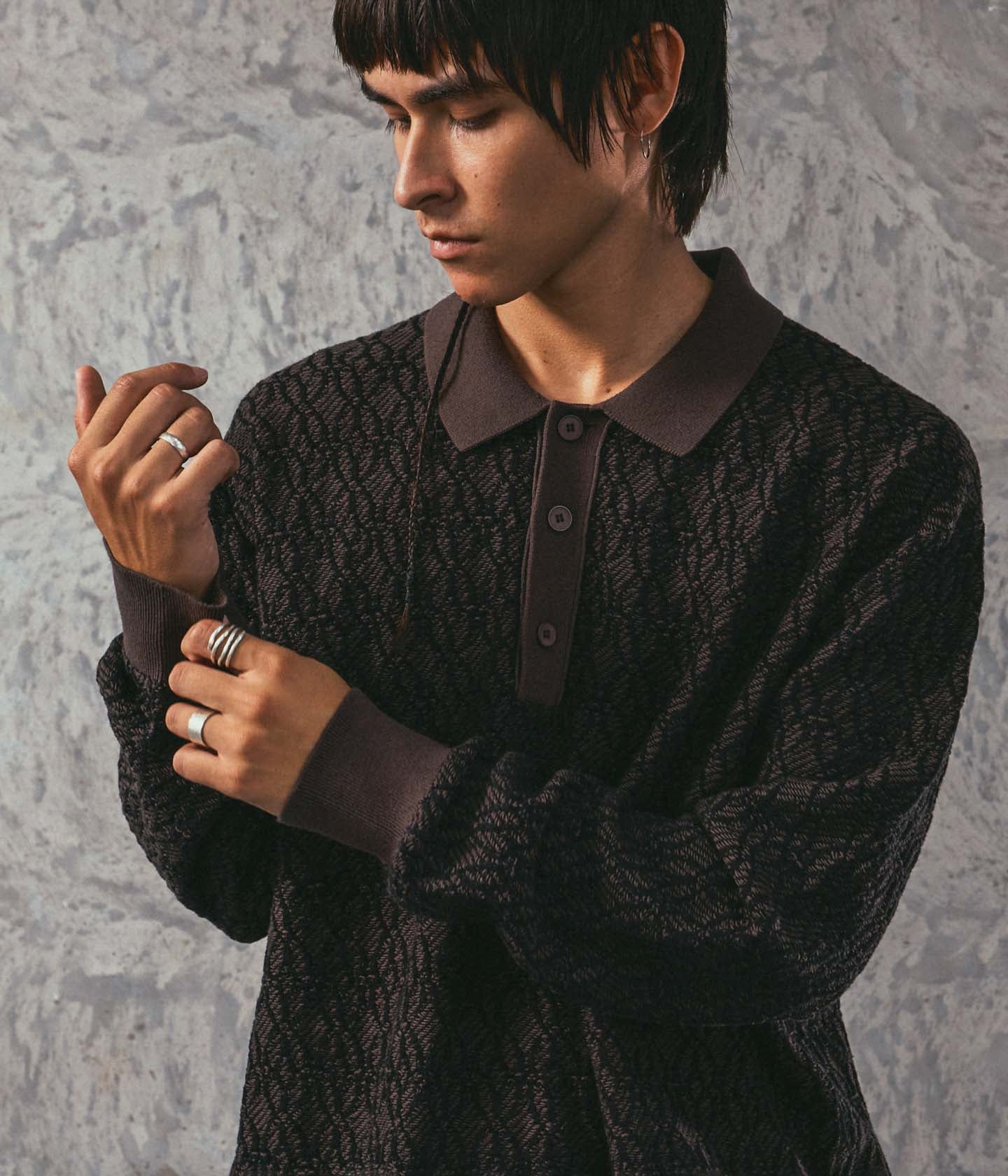 EXPANSION KNIT POLO // BROWN – FORMER MERCHANDISE