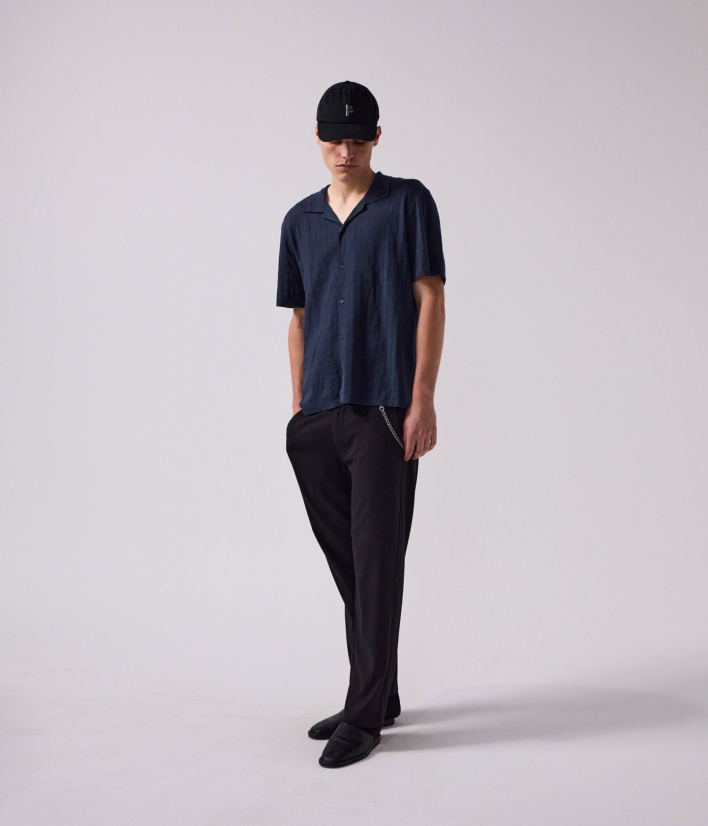 MARILYN SS KNIT // NAVY PINSTRIPE – FORMER MERCHANDISE