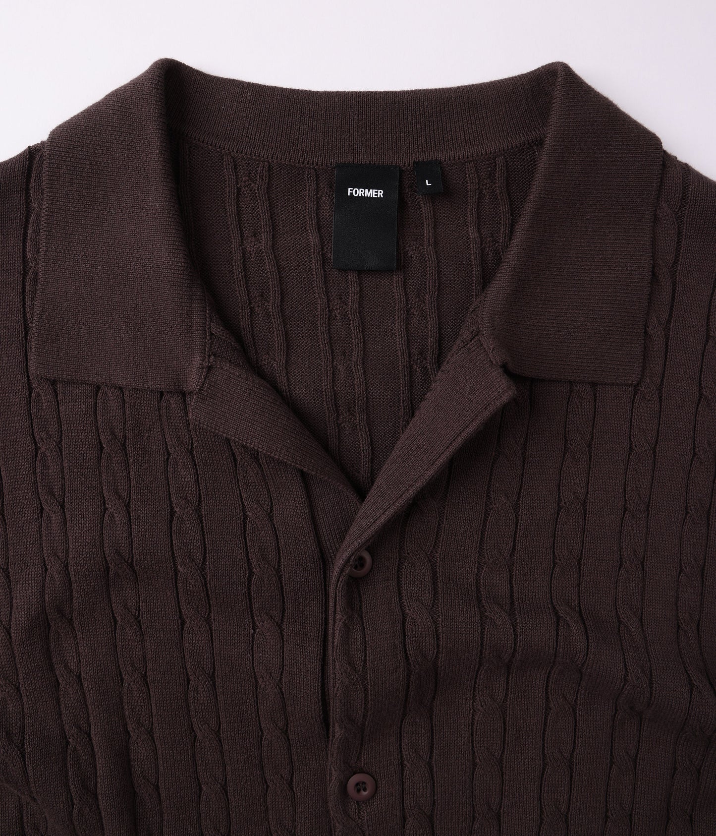 MARILYN CABLE SS KNIT SHIRT // CHOC