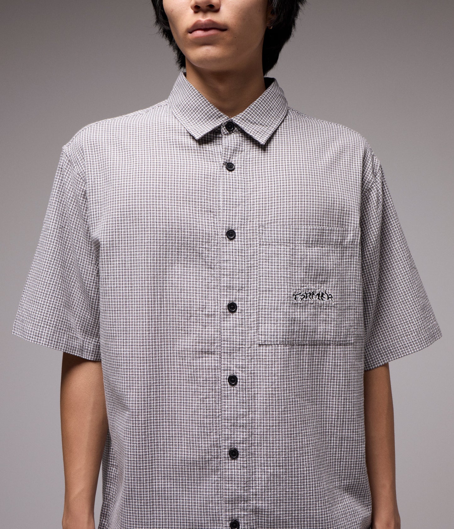 VIVIAN CHECK SS SHIRT // BLACK