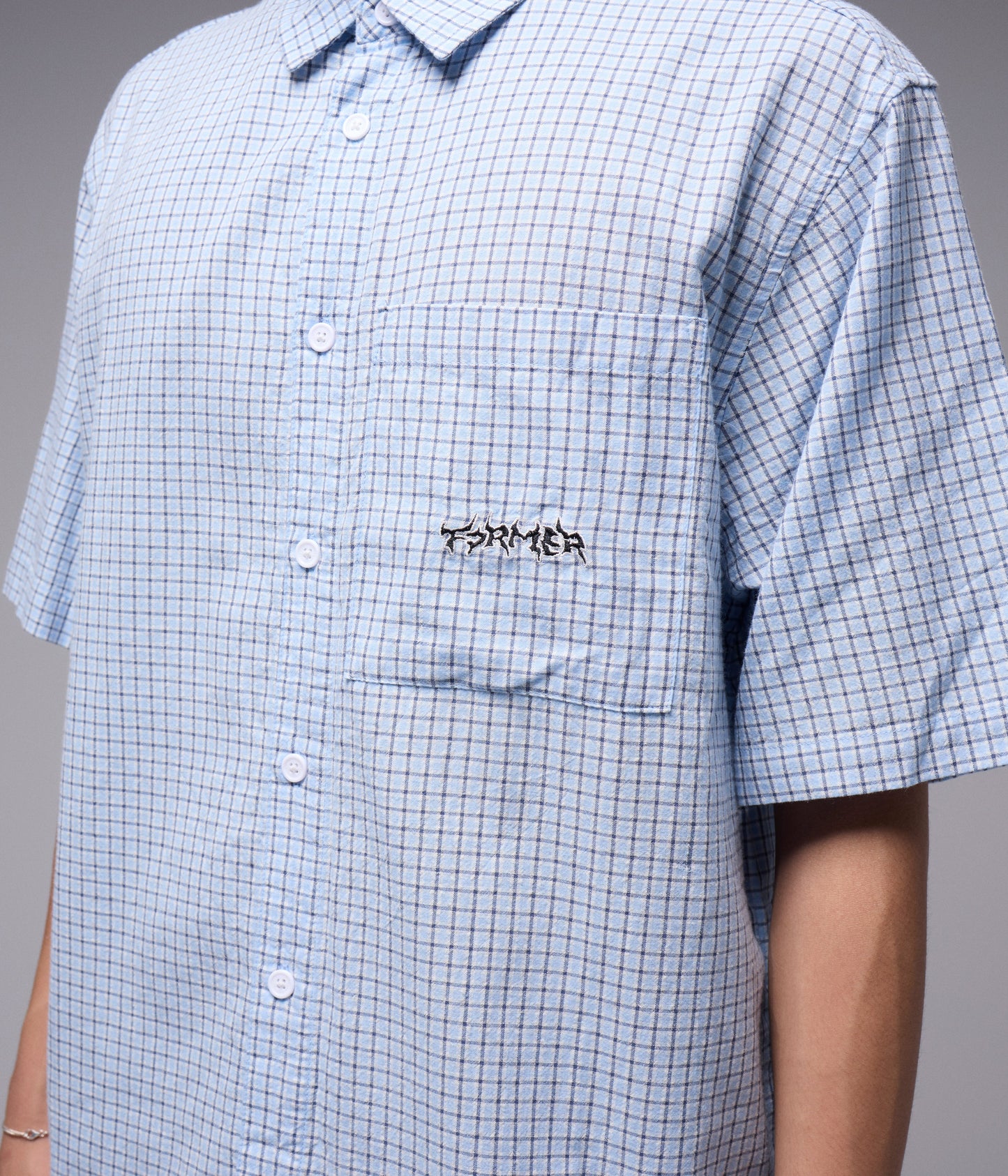 VIVIAN CHECK SS SHIRT // BLUE