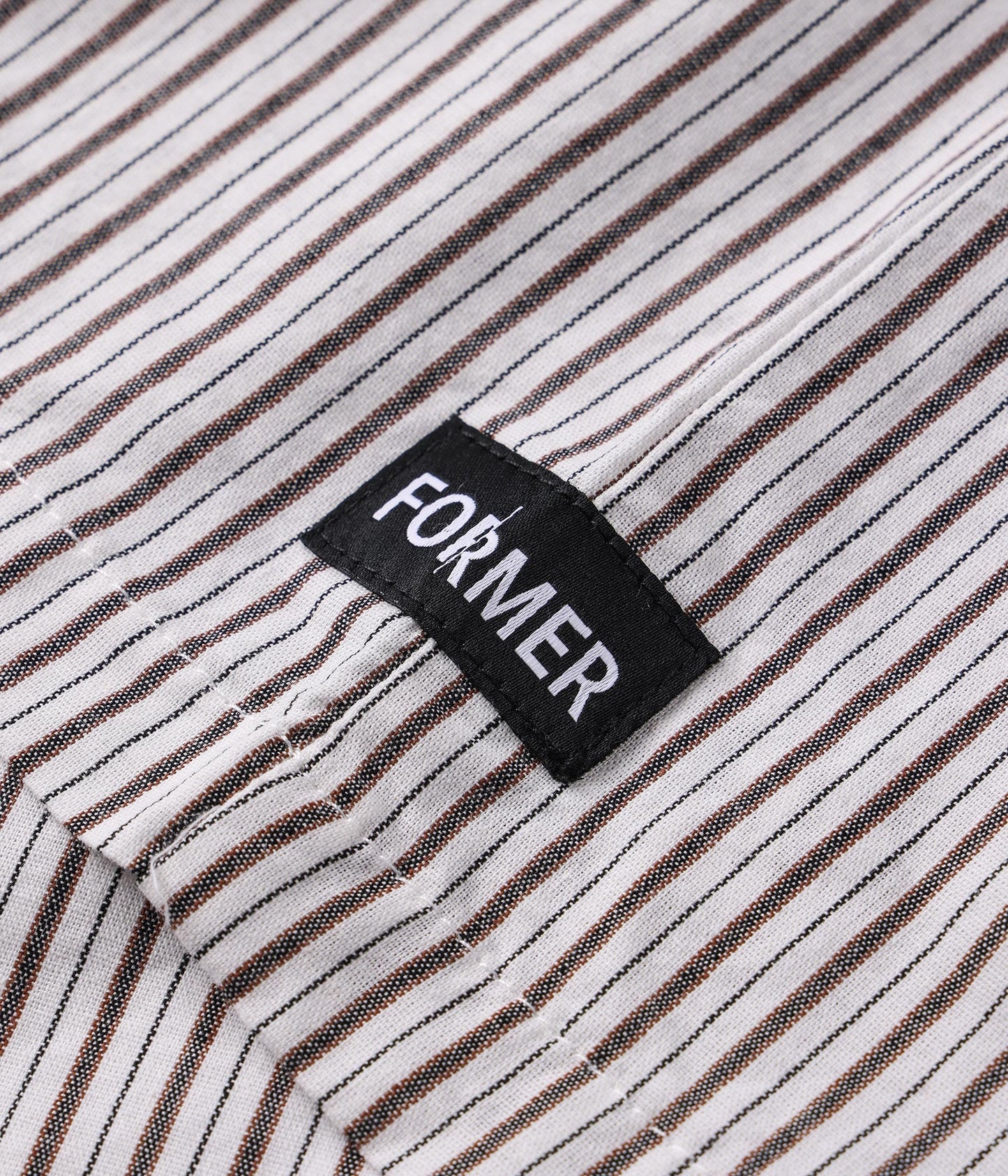 FORMER Reynolds Stripe SS Shirt in BEIGE